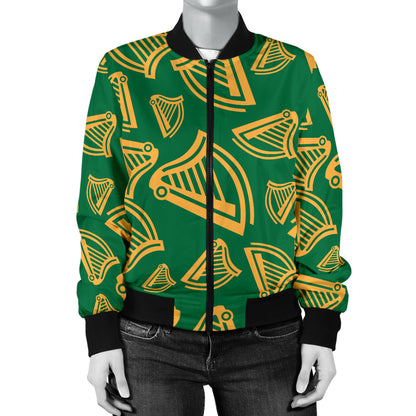 Harp Pattern Print Design 03 Women's Bomber Jacket