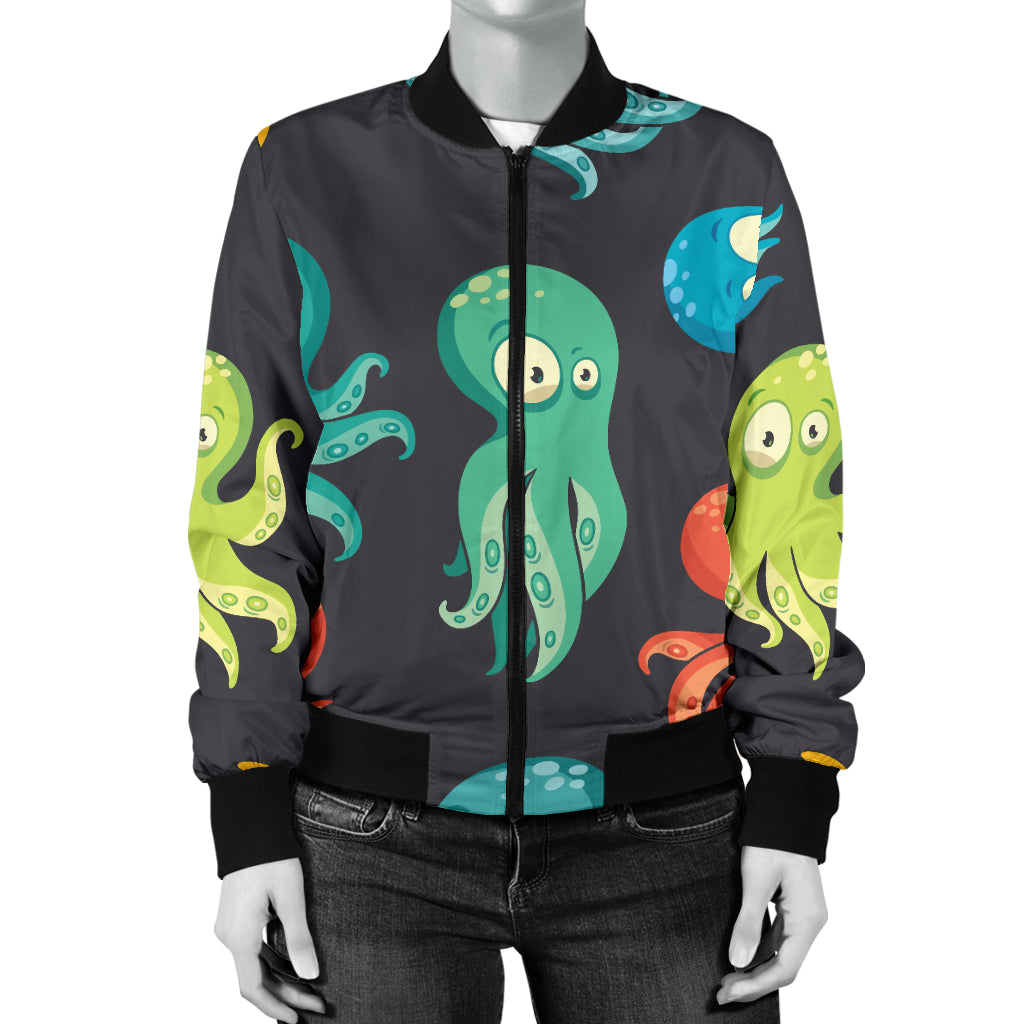 Octopus Pattern Print Design A01 Women's Bomber Jacket