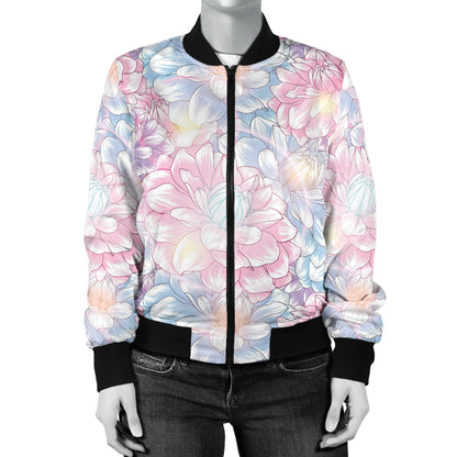 Dahlia Pattern Print Design 01 Women's Bomber Jacket