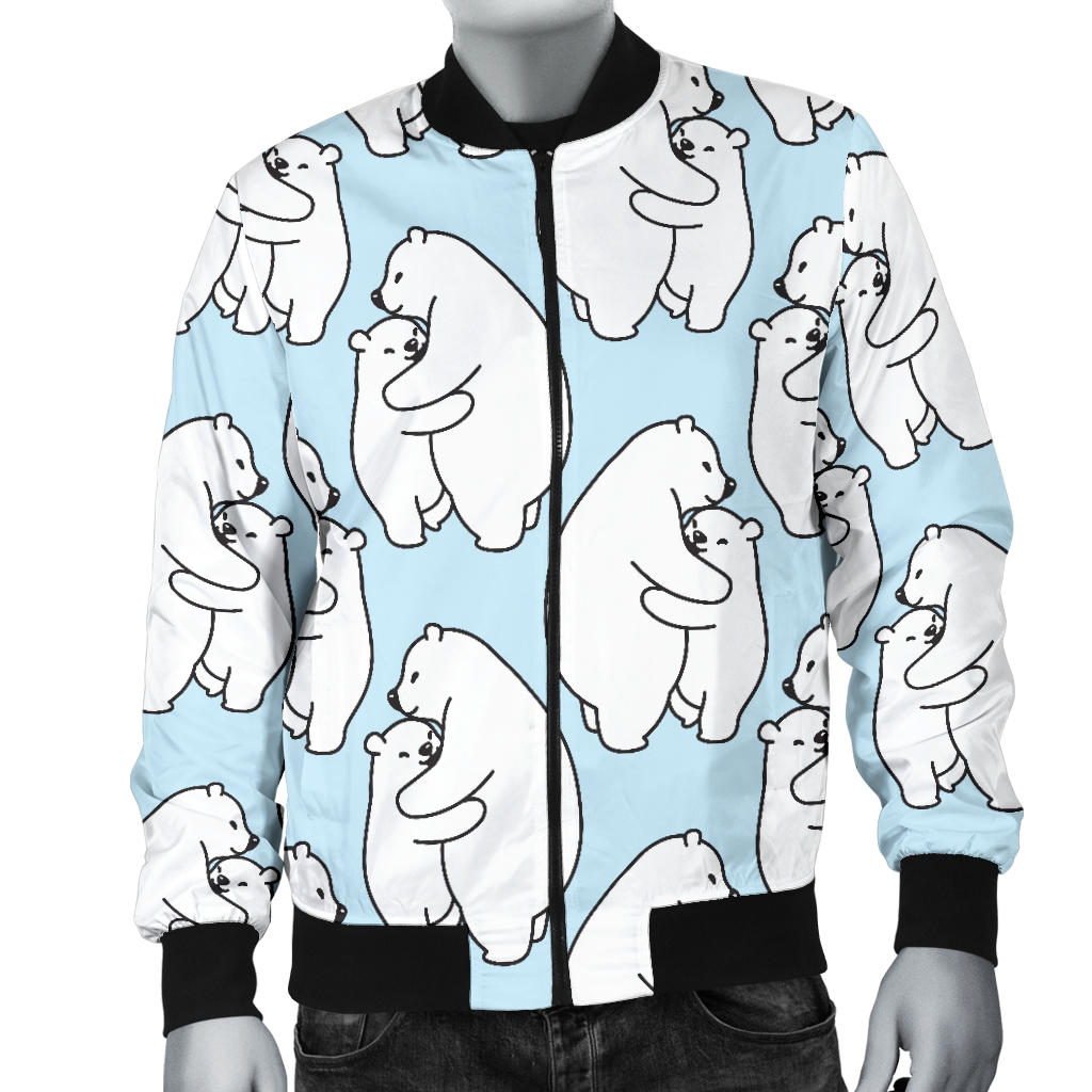 Polar Bear Pattern Print Design PB08 Men Bomber Jacket