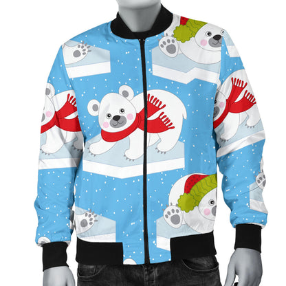 Polar Bear Pattern Print Design PB06 Men Bomber Jacket