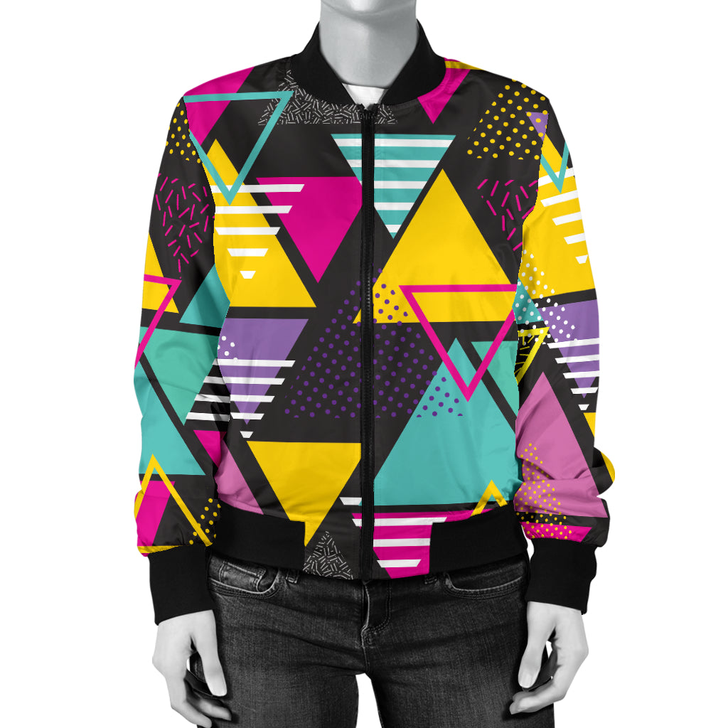 Geometric Colorful Pattern Print Design 02 Women's Bomber Jacket