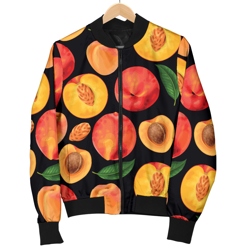 Peach Pattern Print Design A02 Women's Bomber Jacket