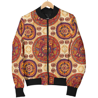 Calendar Aztec Pattern Print Design 01 Women's Bomber Jacket