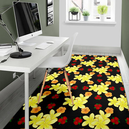 Yellow Plumeria Pattern Print Design PM04 Area Rugs
