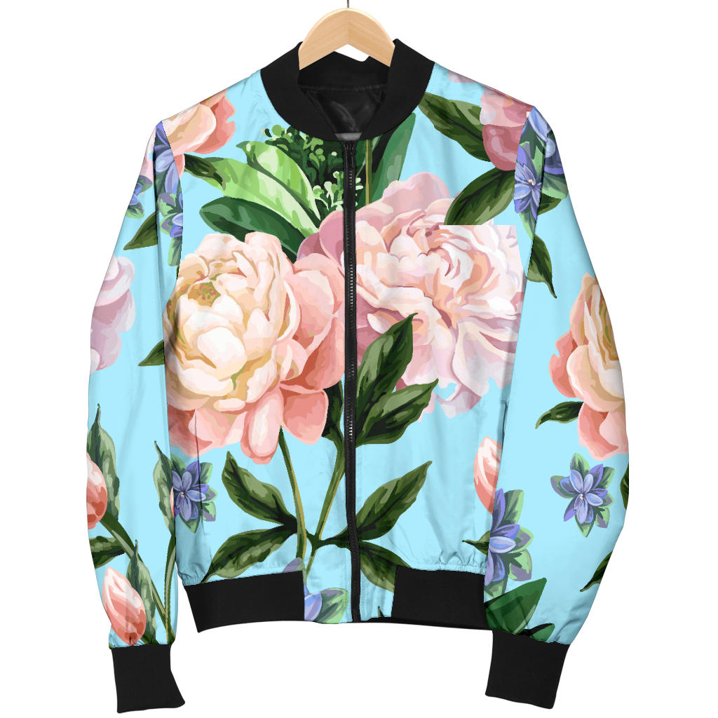 Peony Pattern Print Design PE02 Men Bomber Jacket