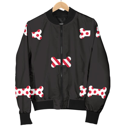 Dog Bone Pattern Print Design 04 Women's Bomber Jacket