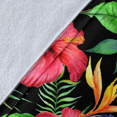 Red Hibiscus Pattern Print Design HB07 Fleece Blanket