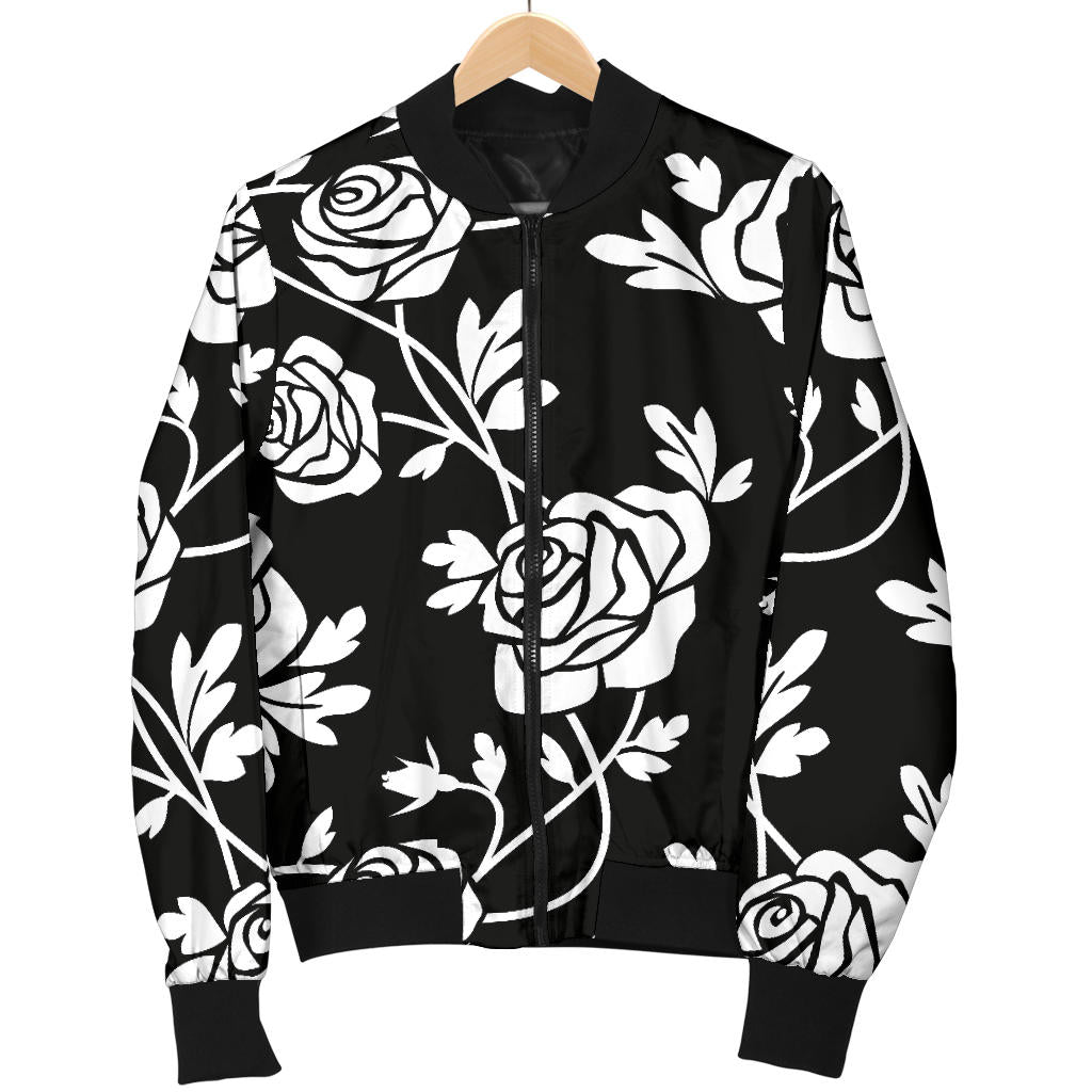 Rose Pattern Print Design RO013 Women Bomber Jacket