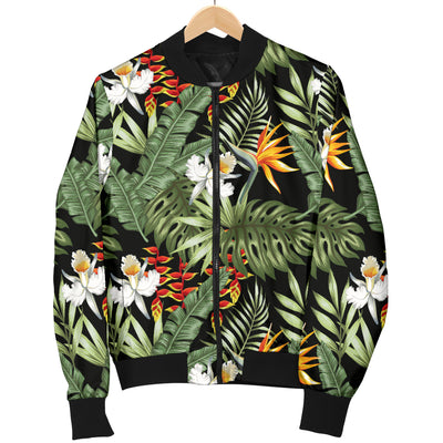 Bird Of Paradise Pattern Print Design 02 Women's Bomber Jacket