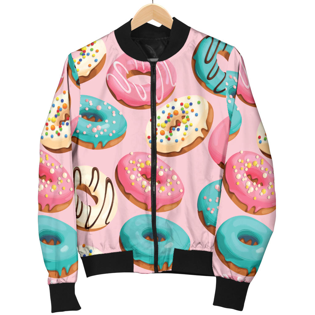 Donut Pattern Print Design DN06 Women Bomber Jacket
