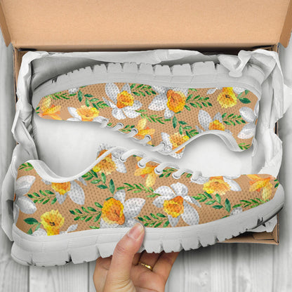Daffodils Pattern Print Design DF04 Sneakers White Bottom Shoes