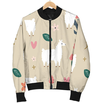 Llama Cactus Pattern Print Design 09 Women's Bomber Jacket