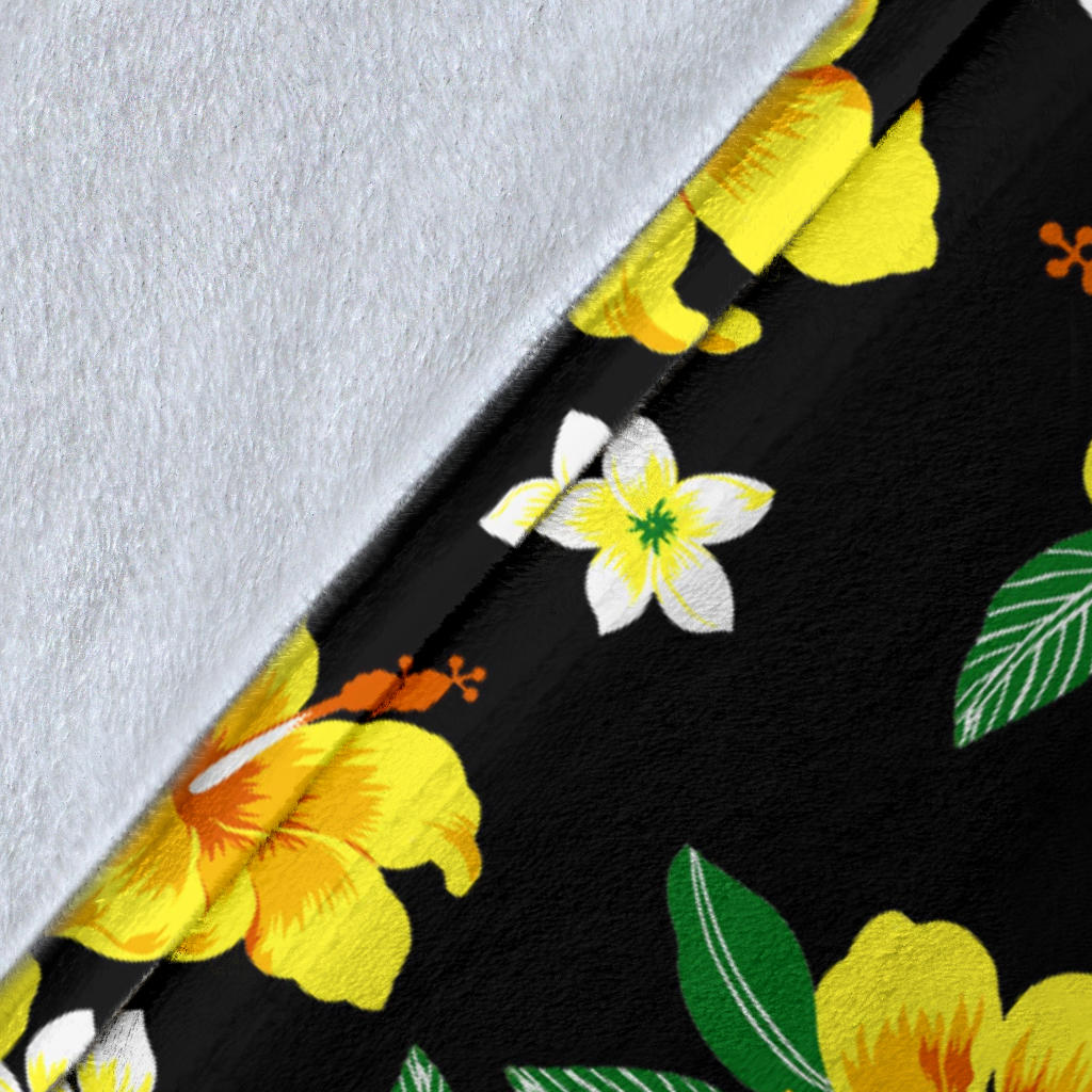 Yellow Hibiscus Pattern Print Design HB08 Fleece Blanket