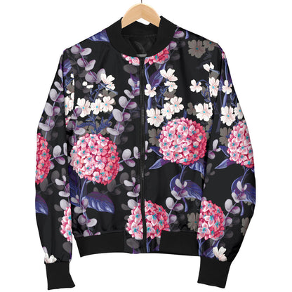 Hydrangea Pattern Print Design HD04 Men Bomber Jacket