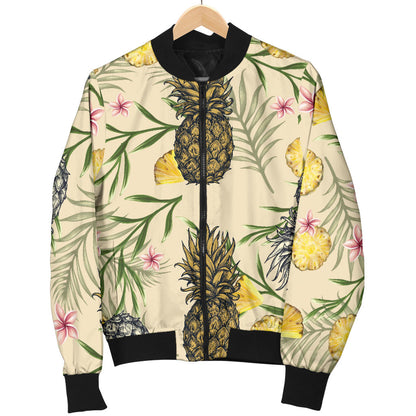 Pineapple Pattern Print Design PP012 Women Bomber Jacket