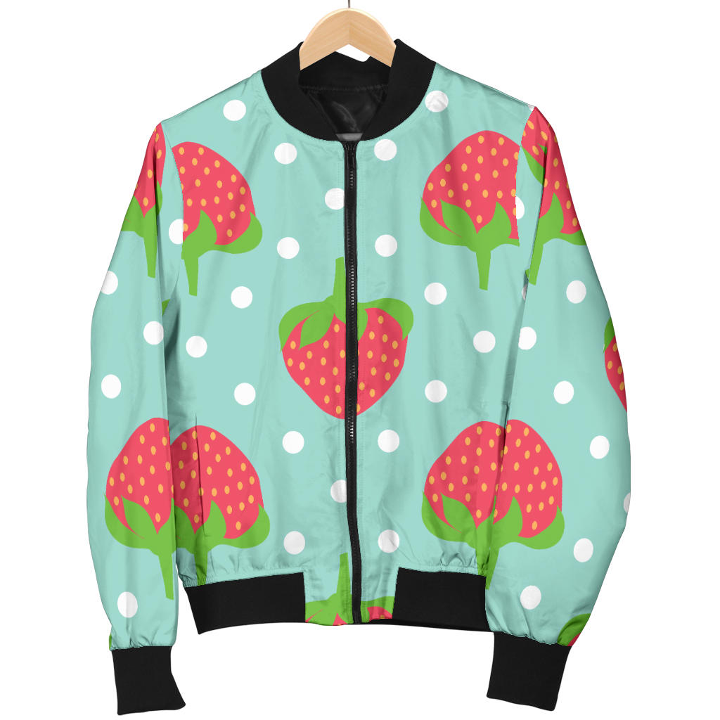 Strawberry Pattern Print Design SB06 Women Bomber Jacket