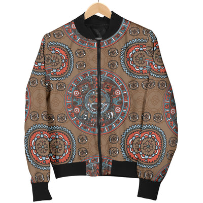 Calendar Aztec Pattern Print Design 03 Women's Bomber Jacket