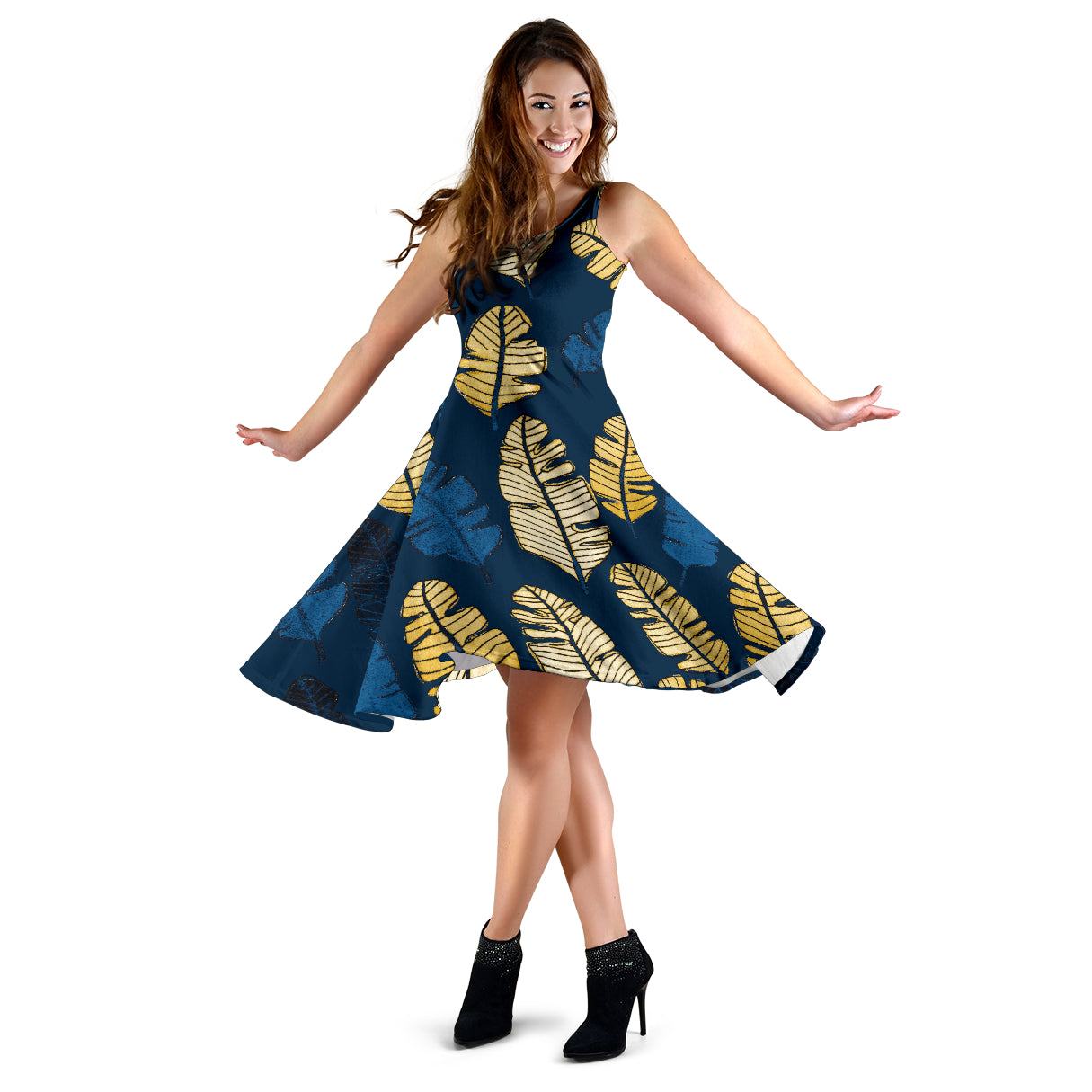 Banana Leaf Pattern Print Design BL09 Midi Dress
