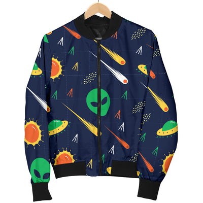 Alien UFO Pattern Print Design 05 Women's Bomber Jacket