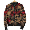 Microphone Skull Rose Pattern Print Design 02 Women's Bomber Jacket