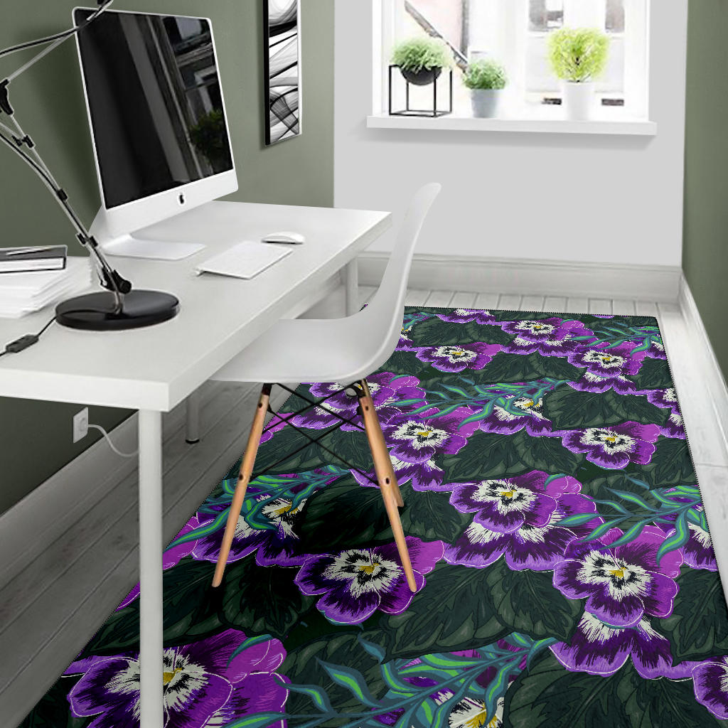 Pansy Pattern Print Design PS07 Area Rugs