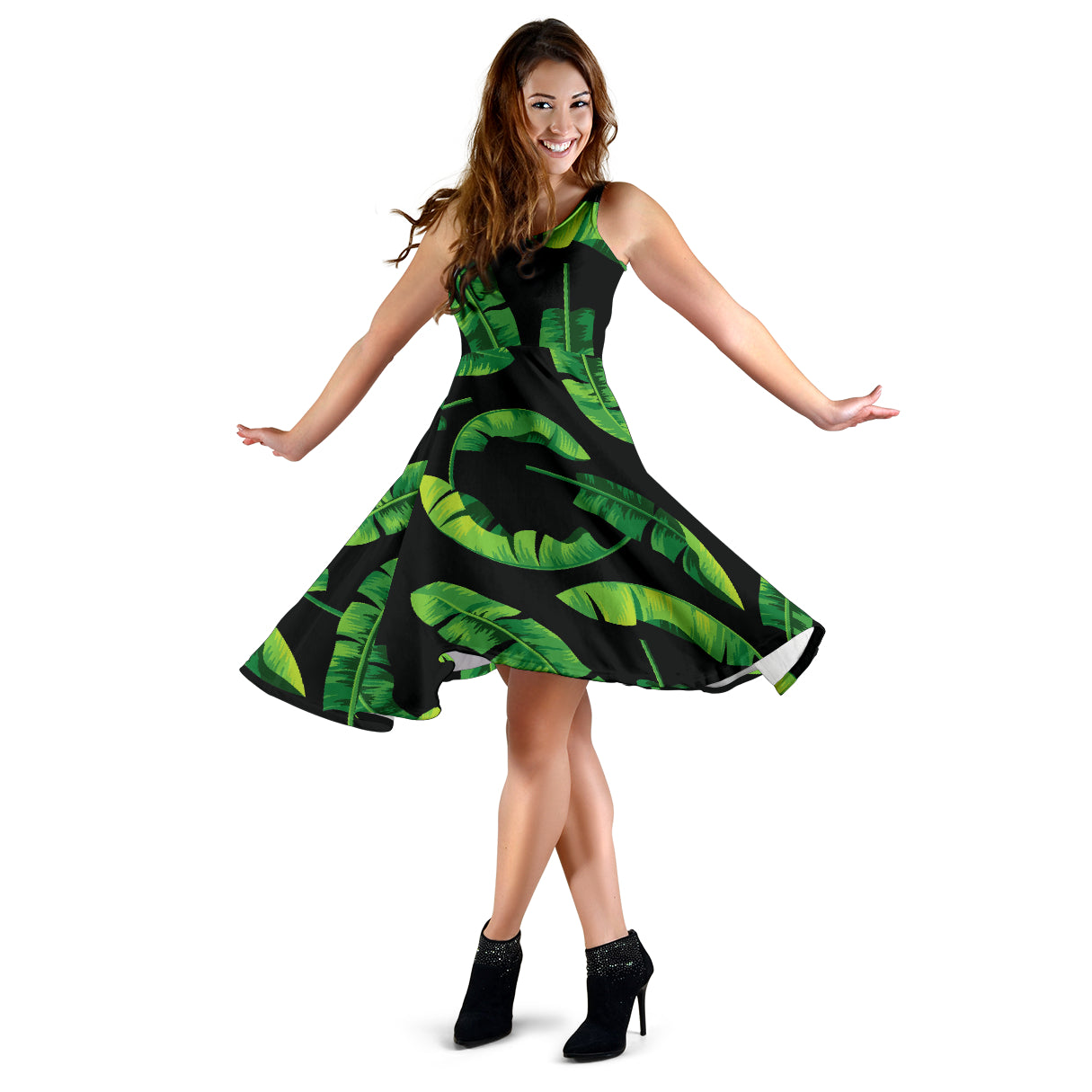 Banana Leaf Pattern Print Design BL02 Midi Dress