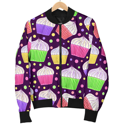 Cupcake Pattern Print Design CP07 Women Bomber Jacket