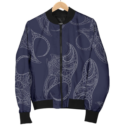 Manta Ray Pattern Print Design 01 Women's Bomber Jacket