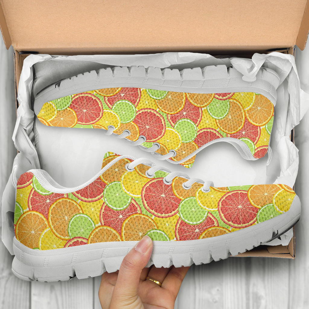 Grapefruit Pattern Print Design GF01 Sneakers White Bottom Shoes