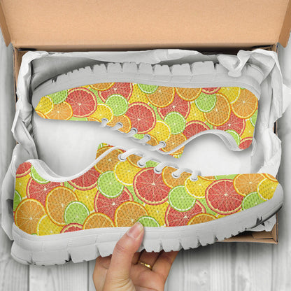 Grapefruit Pattern Print Design GF01 Sneakers White Bottom Shoes
