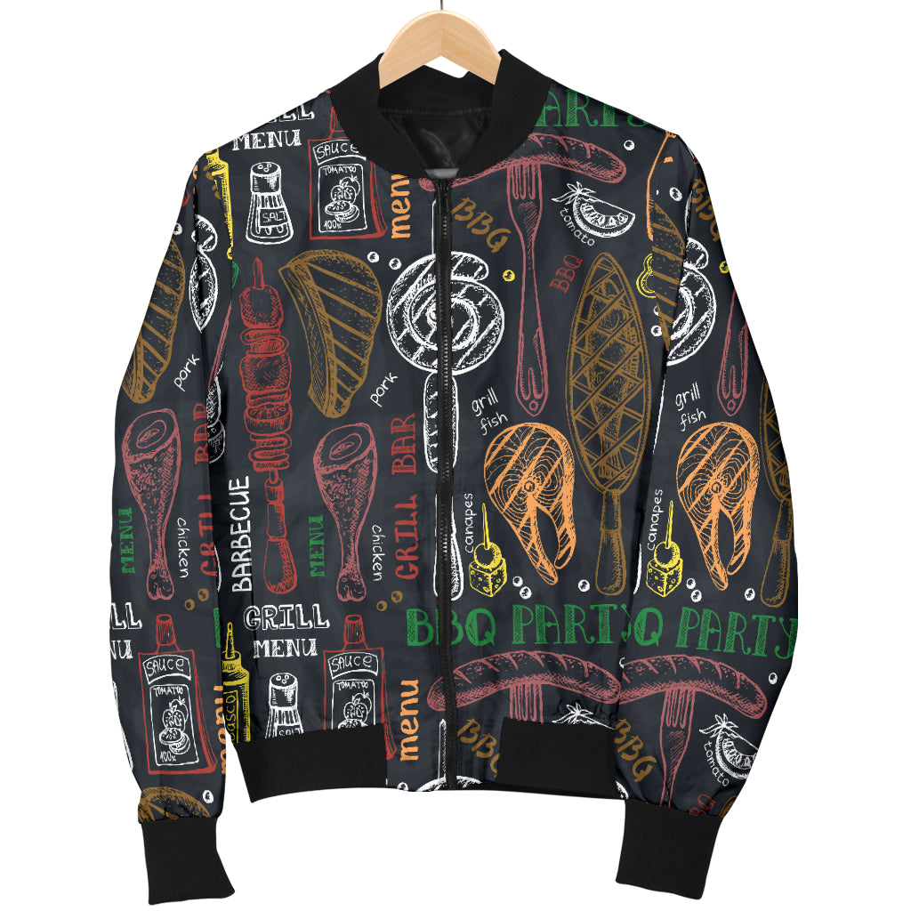 Barbecue Pattern Print Design 03 Women's Bomber Jacket