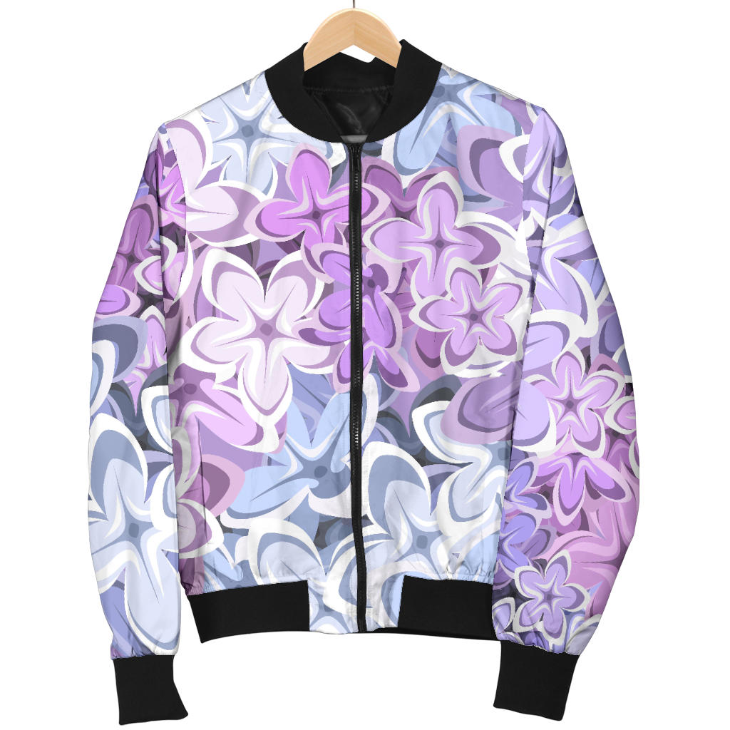 Lilac Pattern Print Design LI01 Women Bomber Jacket