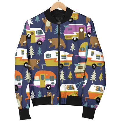 Camper Pattern Print Design 04 Women's Bomber Jacket