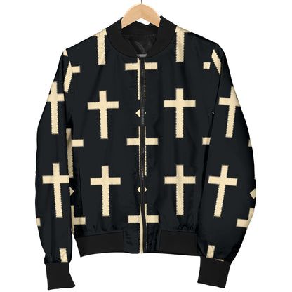 Cross Pattern Print Design 03 Women's Bomber Jacket