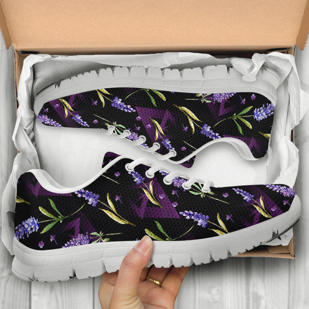 Lavender Pattern Print Design LV07 Sneakers White Bottom Shoes