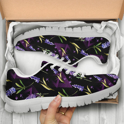 Lavender Pattern Print Design LV07 Sneakers White Bottom Shoes