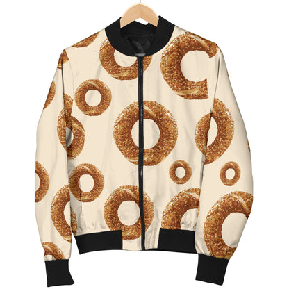 Bagel Pattern Print Design 01 Women's Bomber Jacket