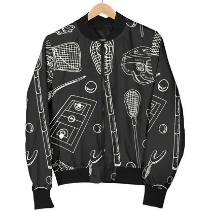 Lacrosse Pattern Print Design 01 Women's Bomber Jacket