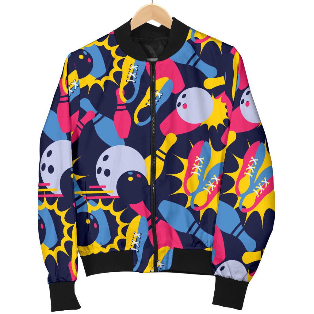 Bowling Pattern Print Design 02 Women's Bomber Jacket