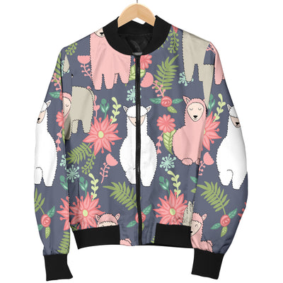 Alpaca Pattern Print Design 03 Women's Bomber Jacket