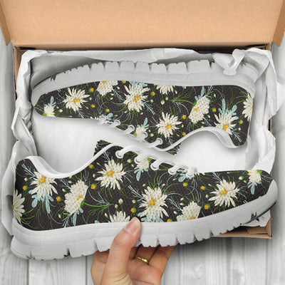 Daisy Pattern Print Design DS08 Sneakers White Bottom Shoes