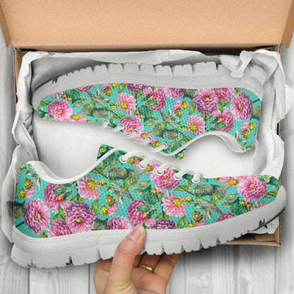 Dahlia Pattern Print Design DH07 Sneakers White Bottom Shoes