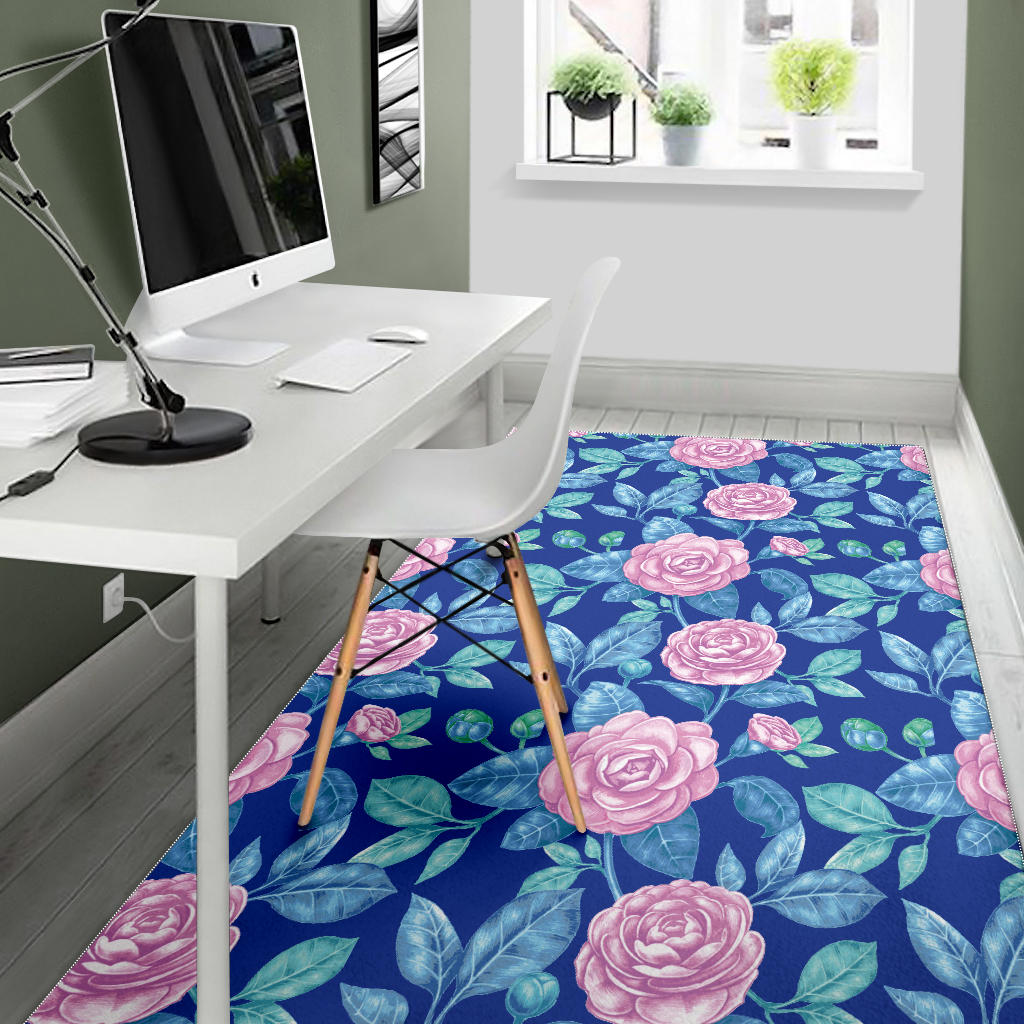 Camellia Pattern Print Design CM05 Area Rugs
