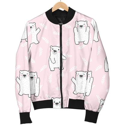 Polar Bear Pattern Print Design PB09 Men Bomber Jacket