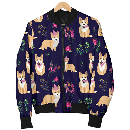 Pembroke Welsh Corgis Pattern Print Design A06 Women's Bomber Jacket