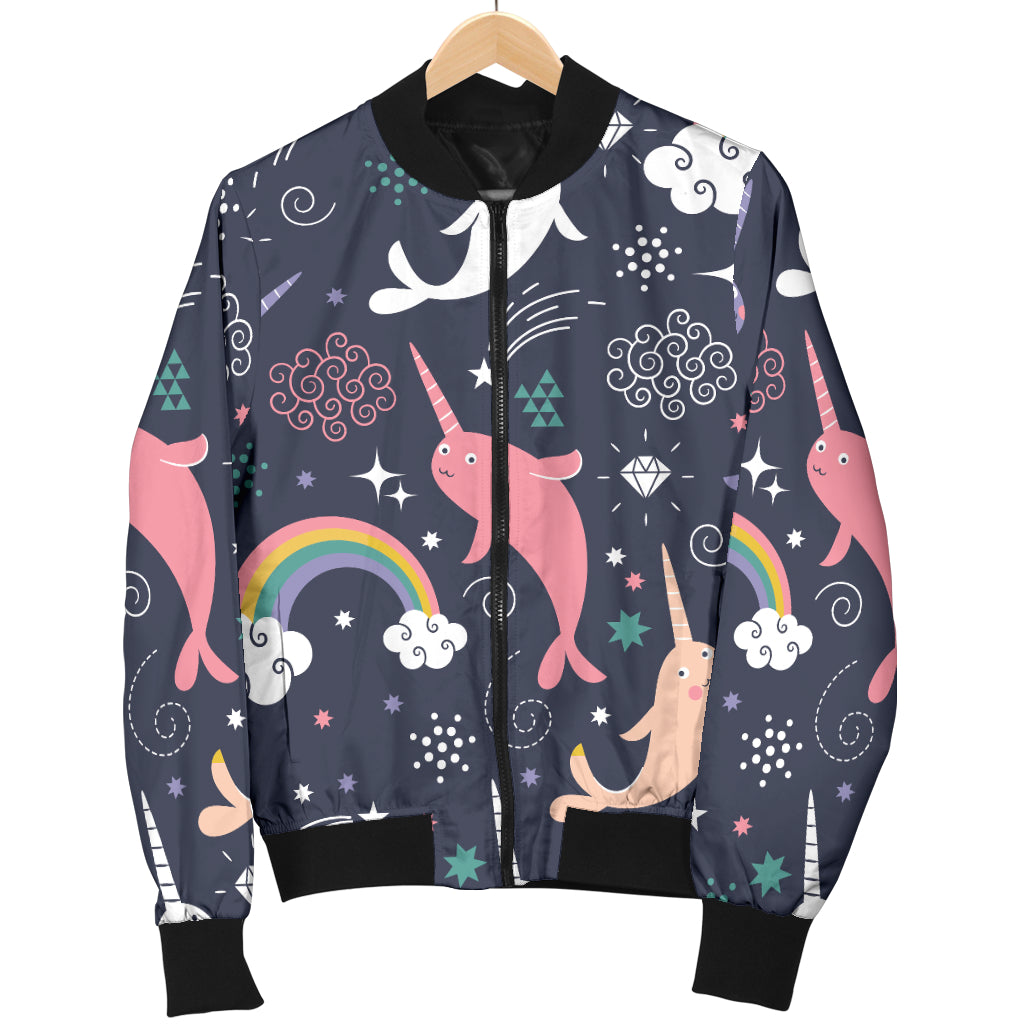 Narwhal Pattern Print Design 01 Women's Bomber Jacket