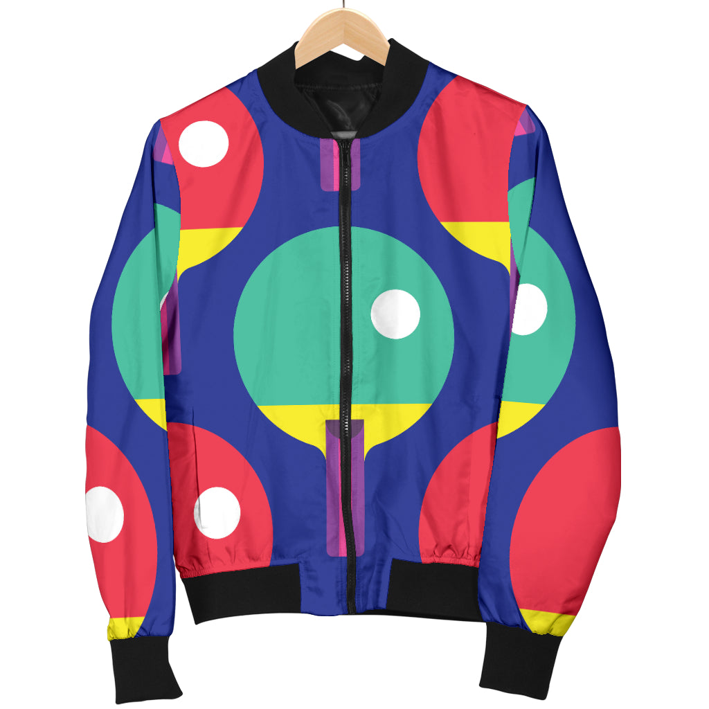Ping Pong Pattern Print Design A03 Women's Bomber Jacket