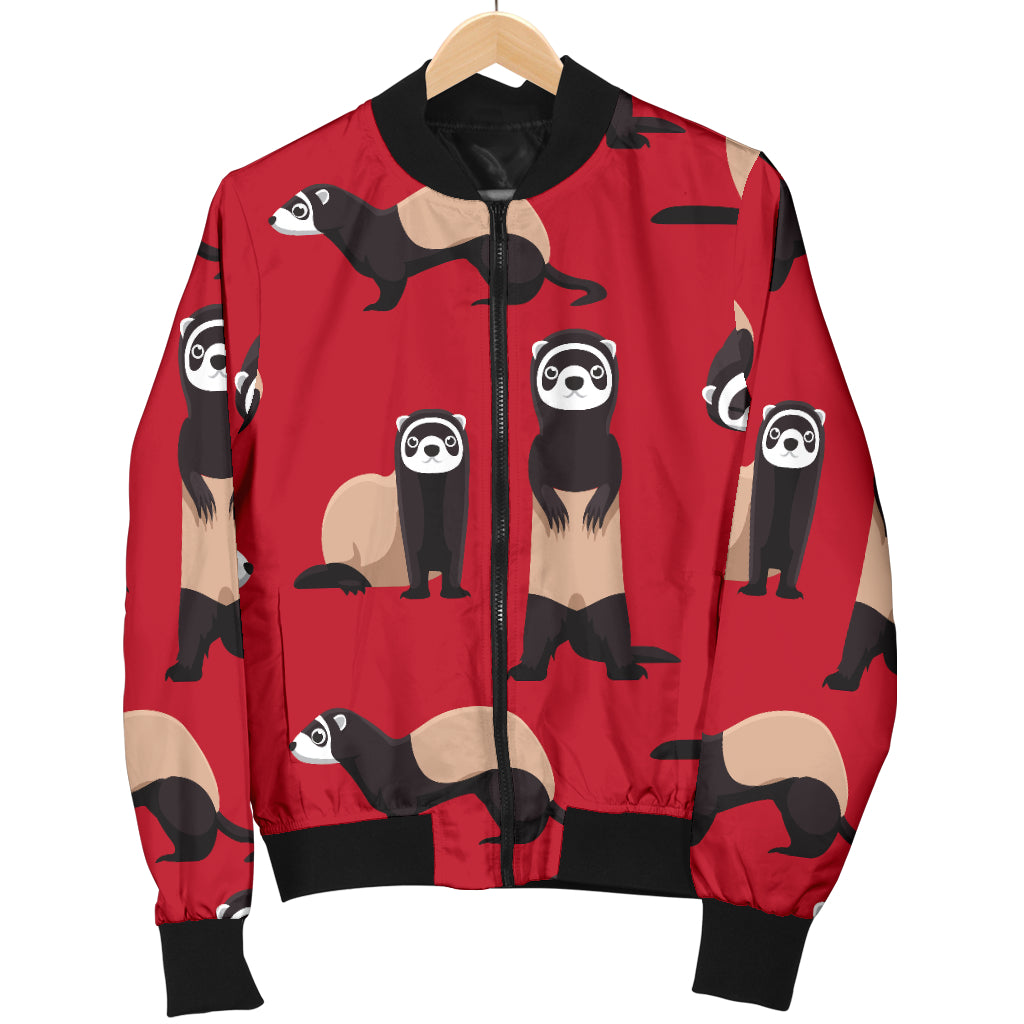 Ferret Pattern Print Design 02 Women's Bomber Jacket