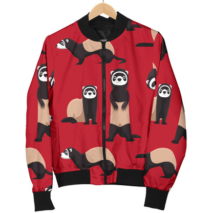Ferret Pattern Print Design 02 Women's Bomber Jacket